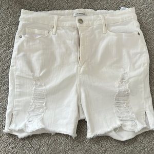 Good American white jean shorts